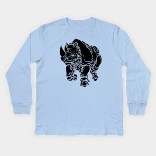 Rhino Mech (Black Shape) Kids Long Sleeve T-Shirt